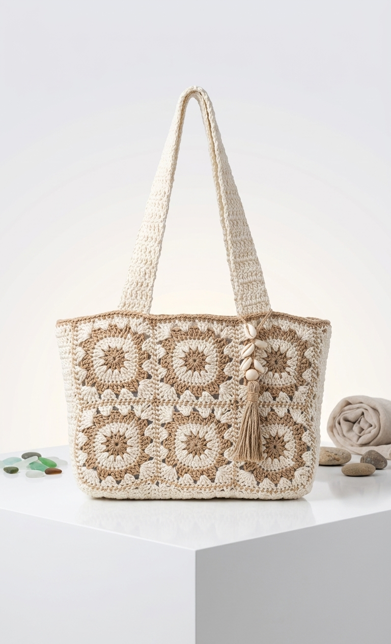 Bolso de ganchillo (Sand & Cream)