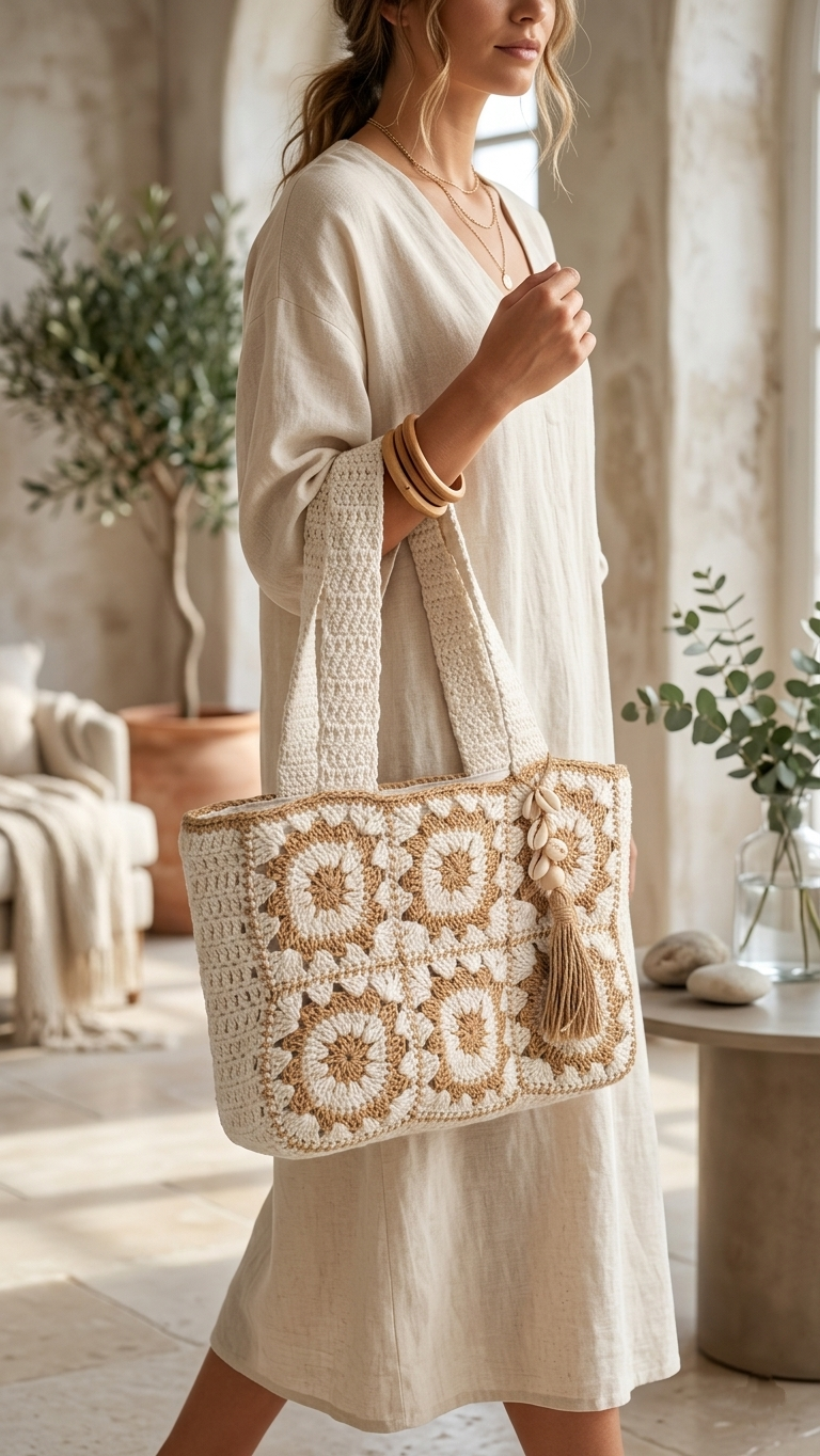 Bolso de ganchillo (Sand & Cream)