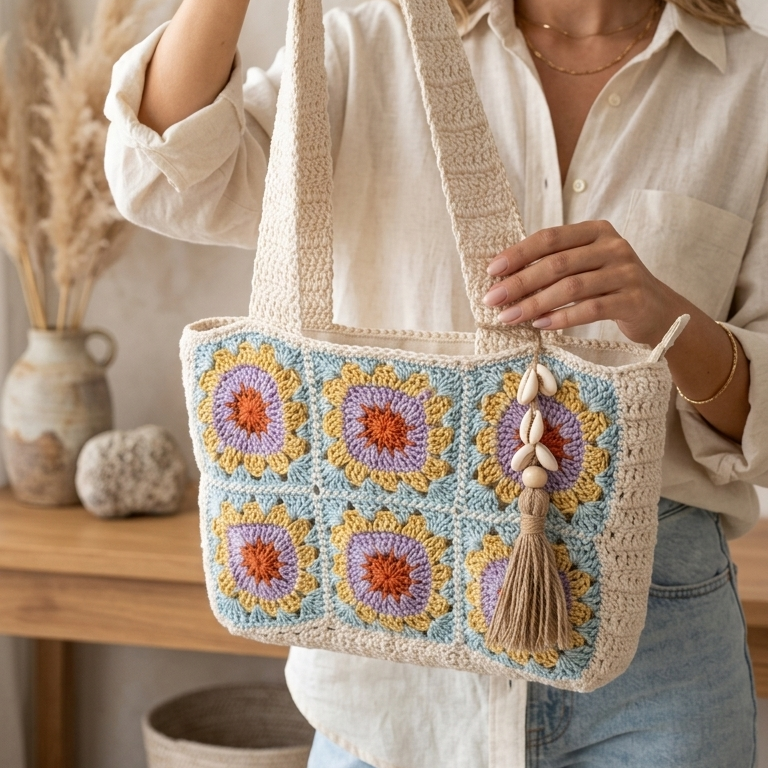 Bolso de ganchillo (Pastel Mix)