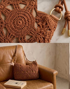 Bolso Bandolera Crochet Artesanal (Marrón/ Camel )