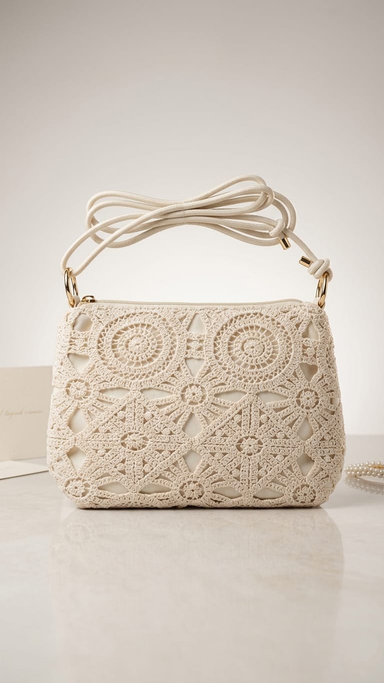 Bolso Bandolera Crochet Artesanal (Beige / Crudo)